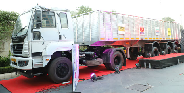 Hindalco's all-aluminium trailer at its launch event in Jaipur, India.